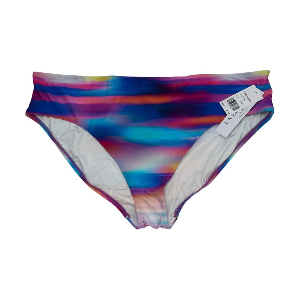 La Blanca Bikini Bottoms Women SZ 22W NWT Sunset Shores Rainbow Blurred Stripe